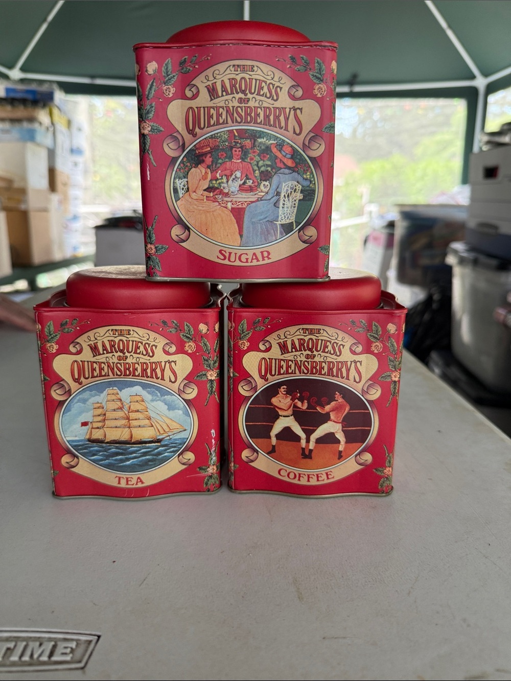 Queensberry's Red Tea, Coffee & Sugar Canister Set (Set of 3)